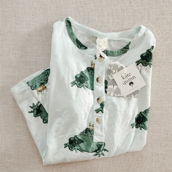 Kate Quinn Bamboo Frog Prince Long Sleeve Button Henley Tee 9Y New - Picture 2 of 5